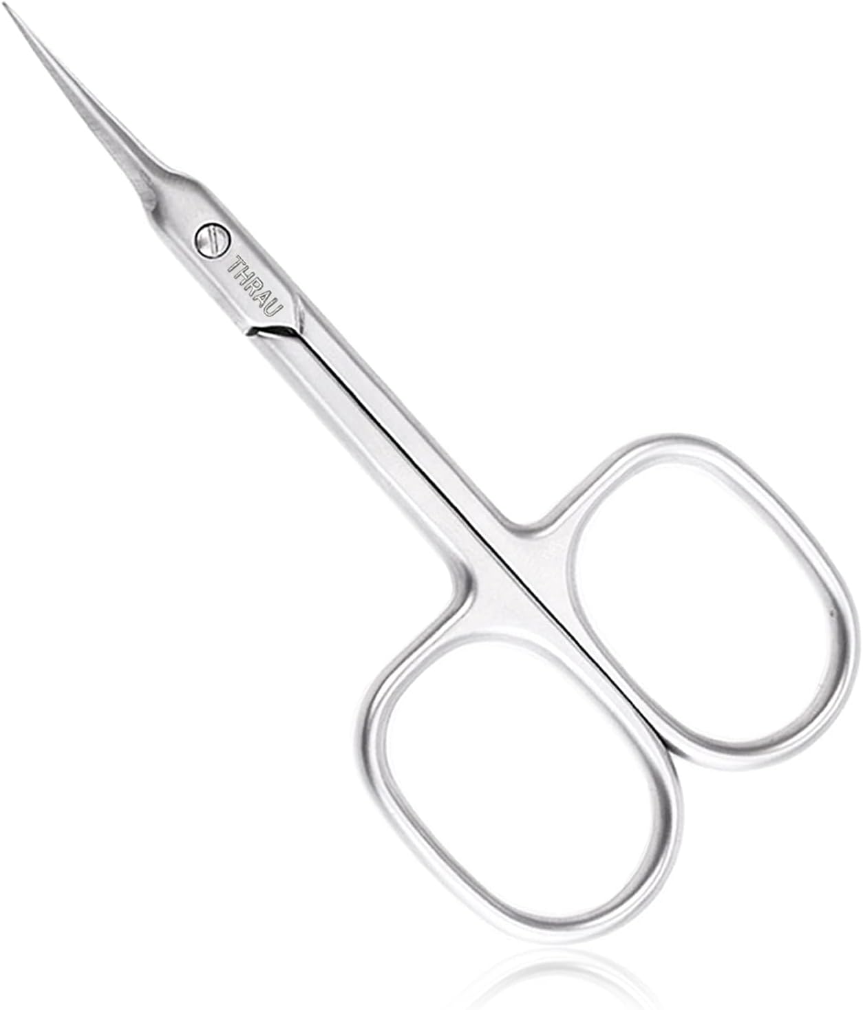 THRAU Cuticle Scissors Extra Fine for Manicure and Pedicure, Curved Blade Nail Scissors, Precise Pointed Tip Grooming Kit for Eyebrow, Eyelash, Trim Nail and Dry Skin, Small Scissors