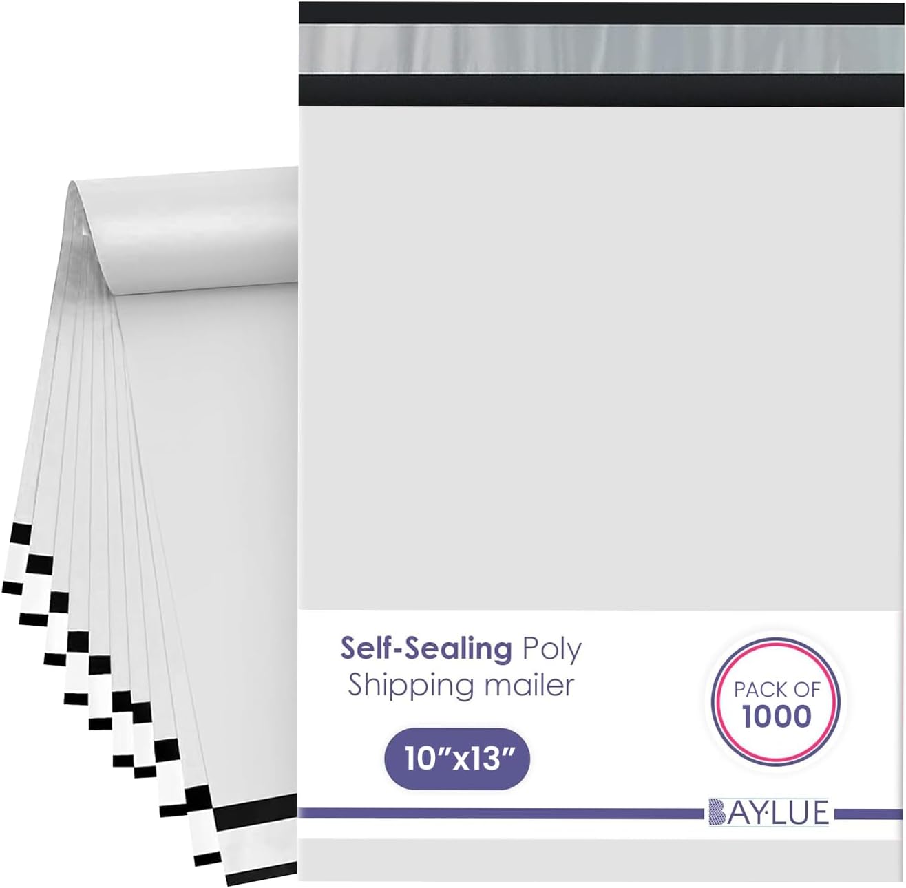 White Poly Mailers 10x13 Inch | Strong Adhesive Self-Seal Mailing Bag | Tamper, Tear, Water Resistant polymailer | Thick Strong Material Mailer Poly Bag | Clothing shipping Bags | 1000 Pcs Bulk