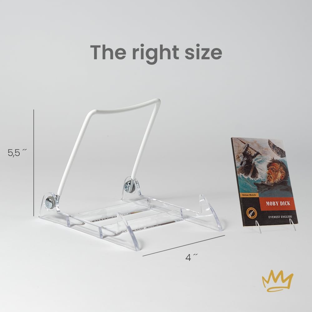 KINGDOM SOLUTIONS MADE IN USA 12-pack Sturdy & Durable Adjustable Acrylic Easels to Display Unnoticeably Plates, Art, Pictures & More - Unique on the Market