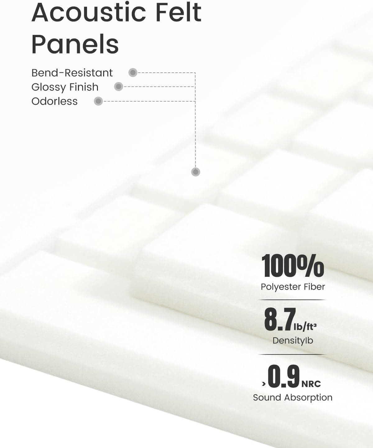 Felt Bulletin Board Tiles -28"x18" with 40 Adhesive Tabs, Cork Board Alternative for Office Decor, Push Pin Board Wall Organizer 6-Pack (Milky White)