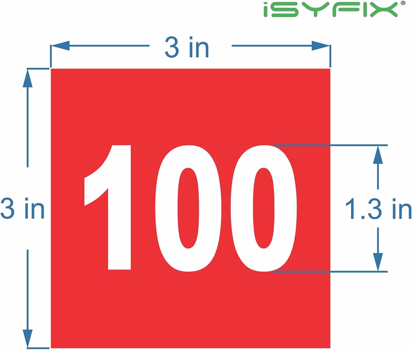 iSYFIX Red Consecutive Number Stickers – 1 to 100, 3-inch, 1 Set – Vinyl Self Adhesive Premium Decal, Ideal for Inventory, Storage, Organizing, Boxes, Bins, Toolbox, Lockers & More, Indoor/Outdoor
