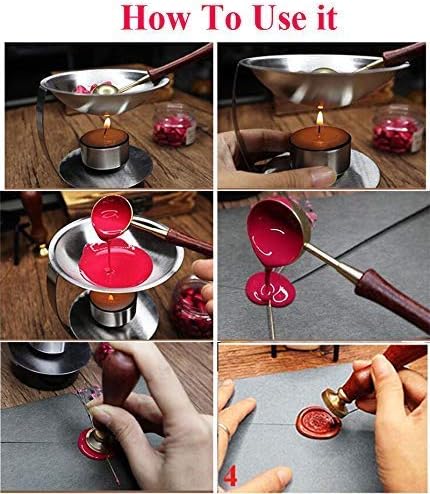 Vintage Custom Wedding Wax Seal Stamp 2 Letter Monogram Melting Spoon Stick Candle Rosewood Handle Invitation Gift Wrap Package Custom Customize Personalized Sealing Wax Stamp Set