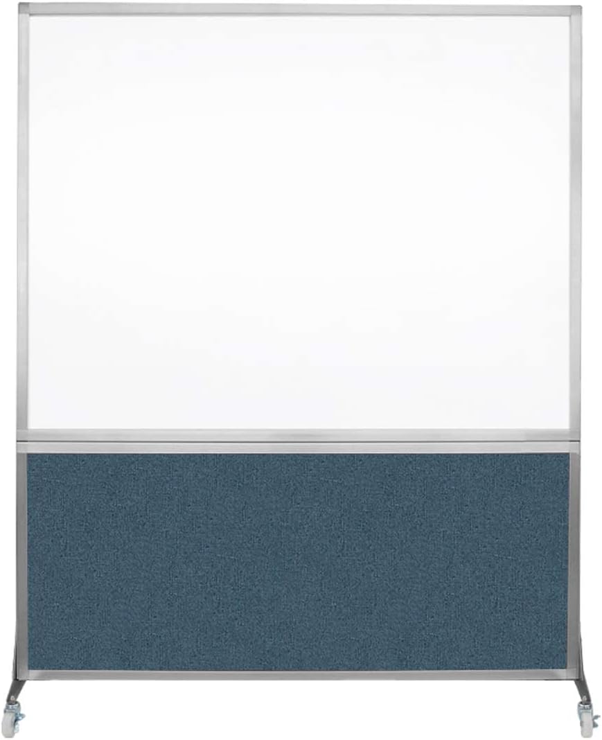 DivideWrite Mobile Whiteboard | Double Sided Dry Erase Board | Portable Office Cubicle Partition | Display for Classrooms, Conference Rooms, Meeting Areas and More | Caribbean Fabric 5' Wide x 6' Tall