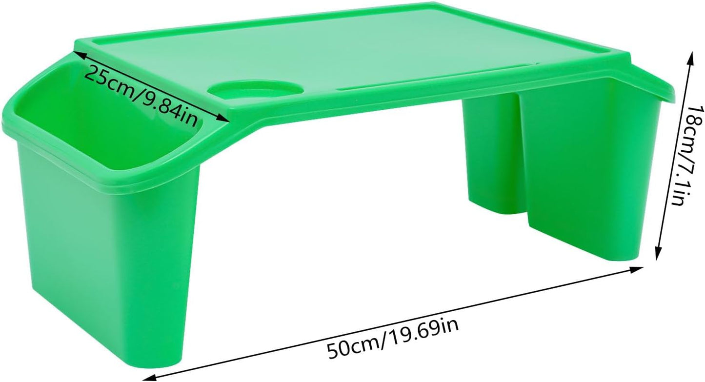 12 Pack Kids Lap Desk Tray with Storage Slots, Portable Lap Desk, Activity Tray, Drawing, Stackable, Writing, Eating, Classroom, 19.69" L x 9.84" W x 7.1" H (Green)