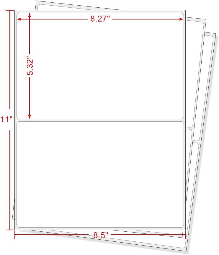 MFLABEL® Round Conrner Half Sheet Shipping Labels 2-UP Click-n-Ship Mailing Postage Labels(2000Labels)