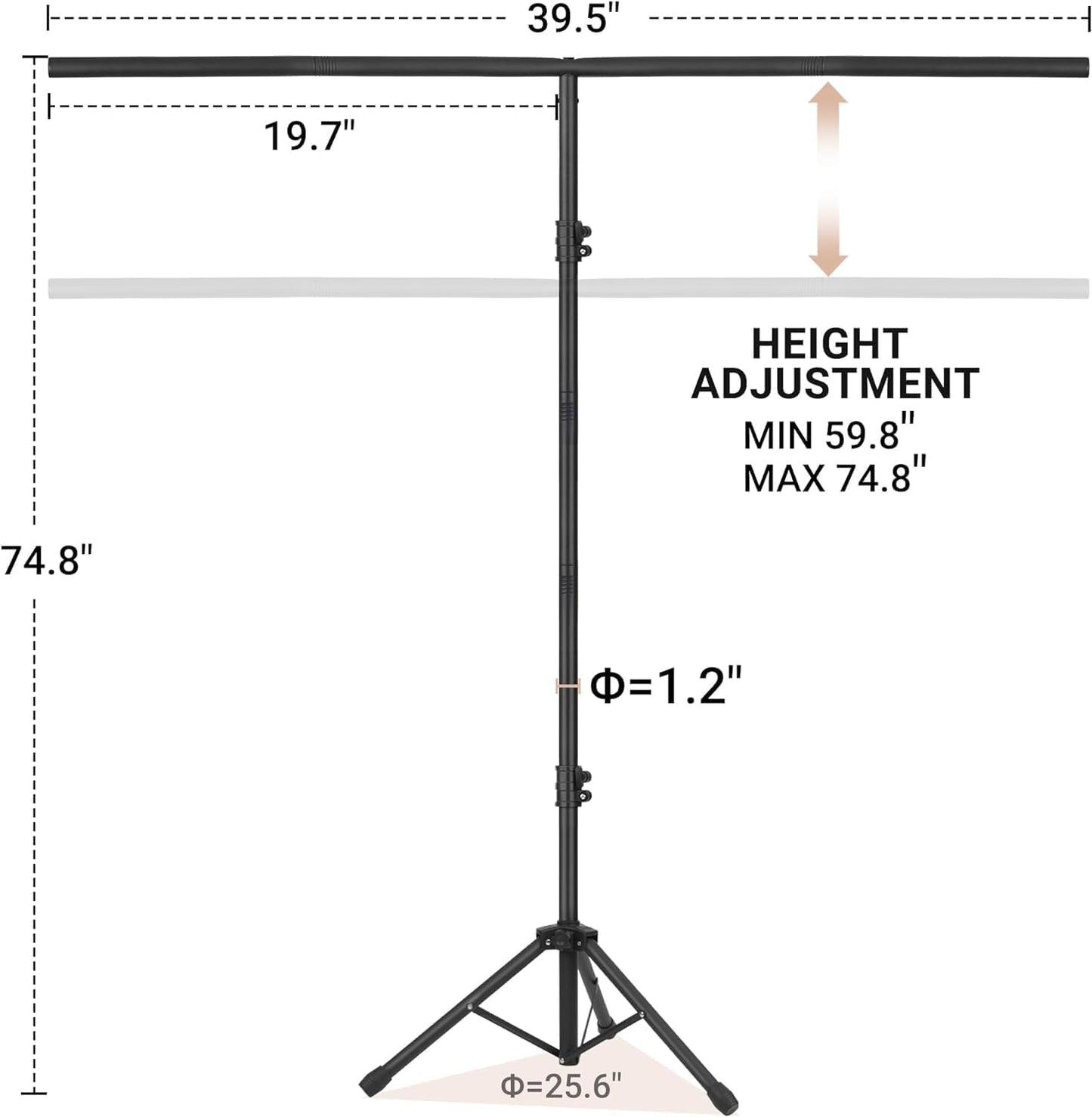 6.5x3.2ft T-Shape Backdrop Stand, Adjustable Background Support Stand Kit, Portable Photo Banner Holder with 4 Spring Clamps, Sandbag, Carry Bag for Party, Wedding, Photography and Decoration
