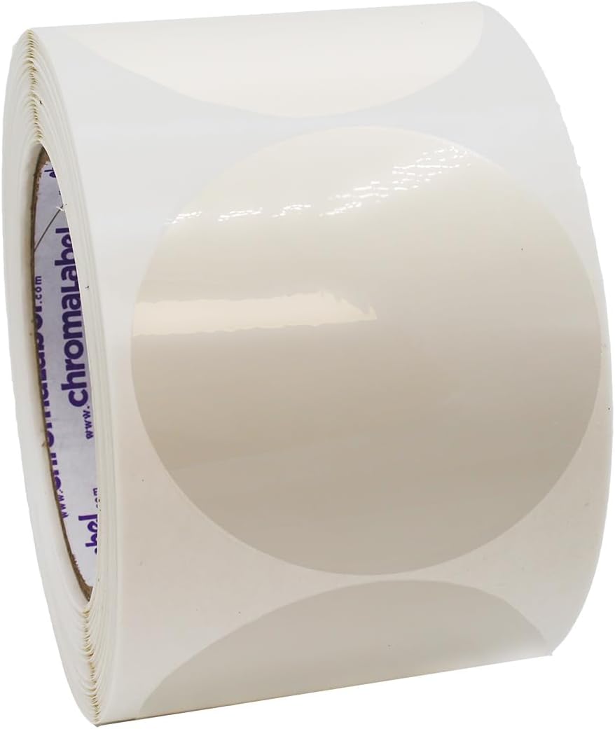 ChromaLabel 0.75 Inch Clear Transparent Dot Stickers, 500 per Roll, Non Perforated