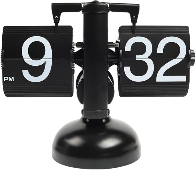mooas Flip Desk Clock, Retro Vintage Design Auto Flip Desk/Table Clock Large by mooas