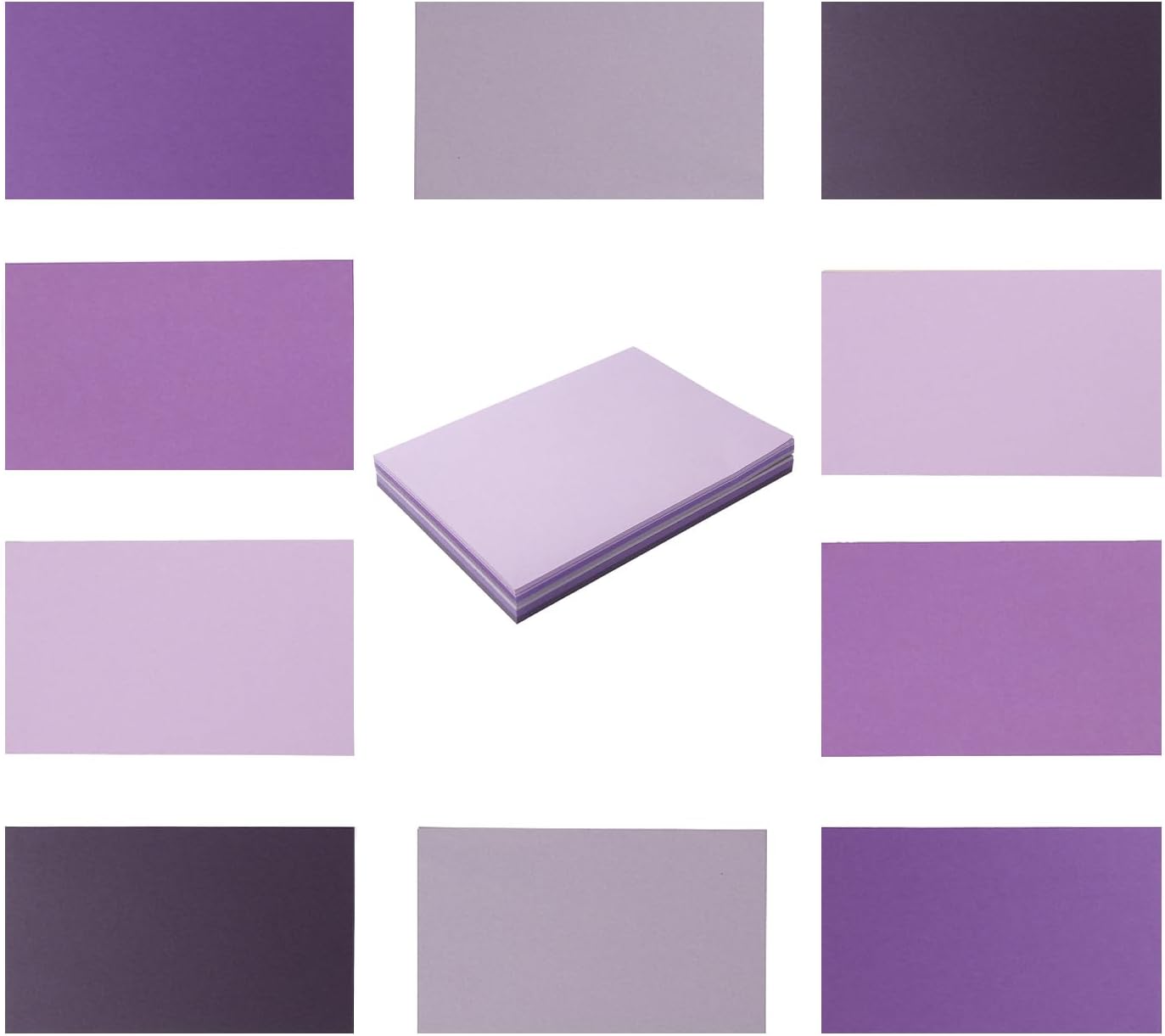 50 Sheets Small Colored Cardstock Paper 5 Colors Blank Flash Cards, 250 GSM Heavy Card Stock for DIY Art Projects, Cards (Purple, 3x5)