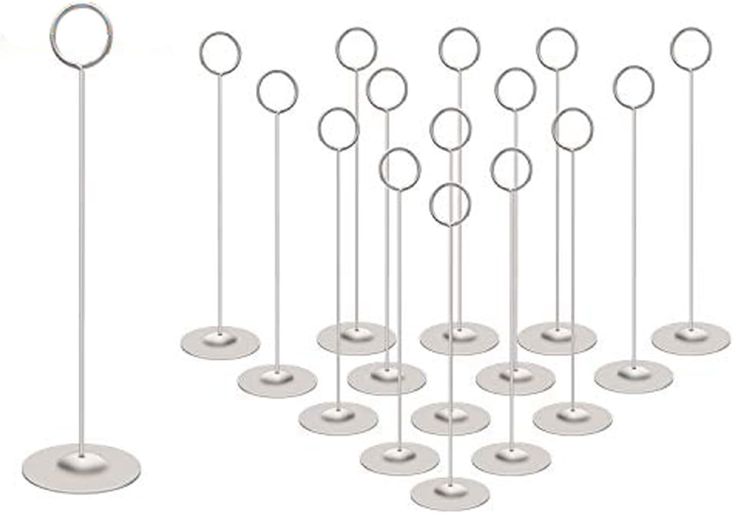 Urban Deco 16 Pieces Table Card Holder 8 inches Table Number Holders Place Steel Card Holders for Photos, Food Signs, Memo Notes, Weddings, Restaurants, Birthdays（Matte Silver）