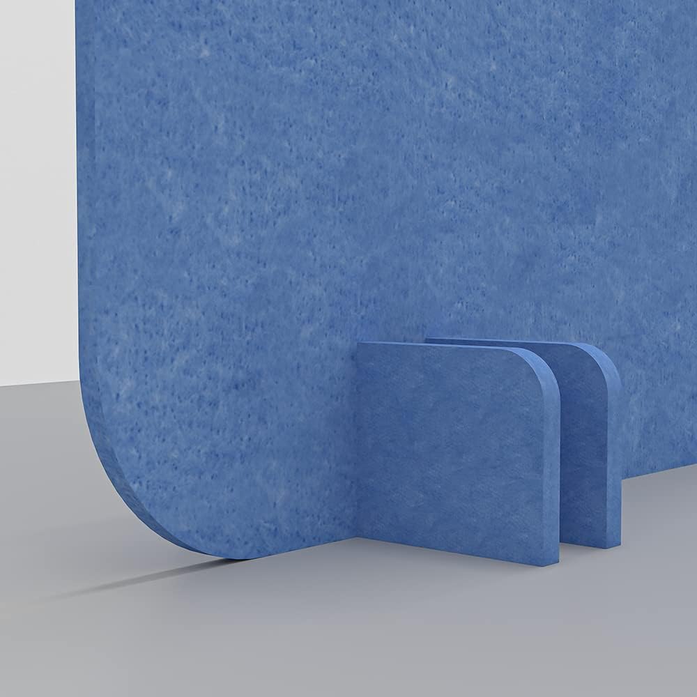 Freestanding Acoustic Desk Divider with Mount | Eco-Friendly Privacy Screen Panel | Noise Reducing Desk Partition | Tackboard Option & Easy to Install | Made from Recycled Plastic | Dark Blue - 18" X