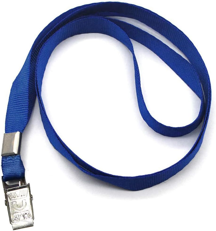 Lanyards 100 Pack Nylon Flat Badge Lanyard for Id Badge Name Tag (Navy Blue, 100 Pack)