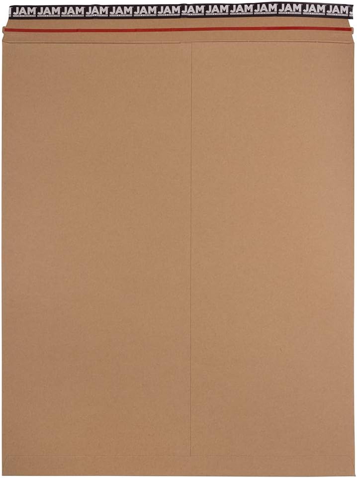 JAM PAPER Stay-Flat Photo Mailer Envelopes with Peel & Seal Closure - 17 x 21 - Brown Kraft - 6 Rigid Mailers/Pack