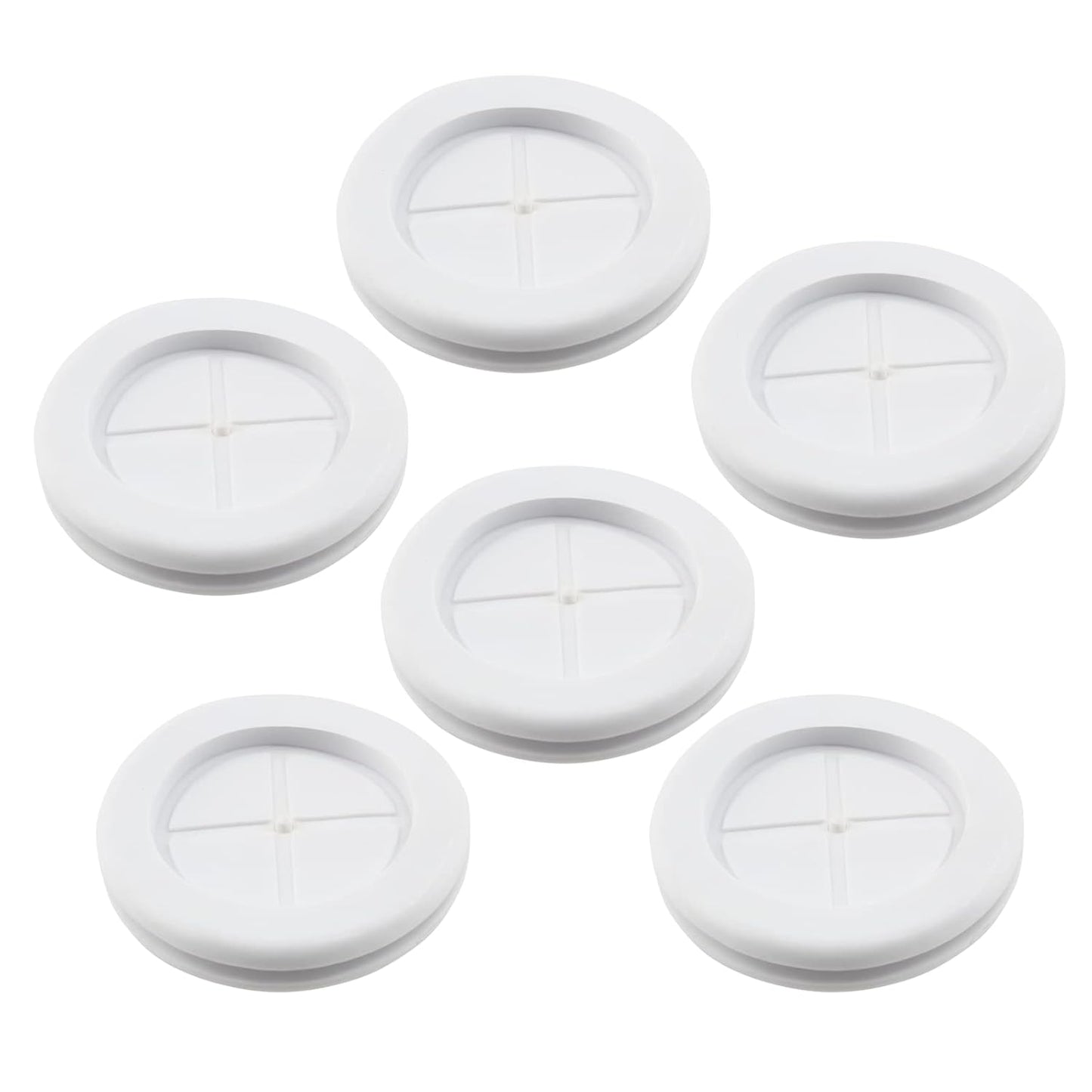 6 Pack Rubber Grommets 1-11/16" Inside Diameter 2" Drill Hole, Firewall Plug Grommet Rubber Grommets Wire Protection, Double Sided Round (White)