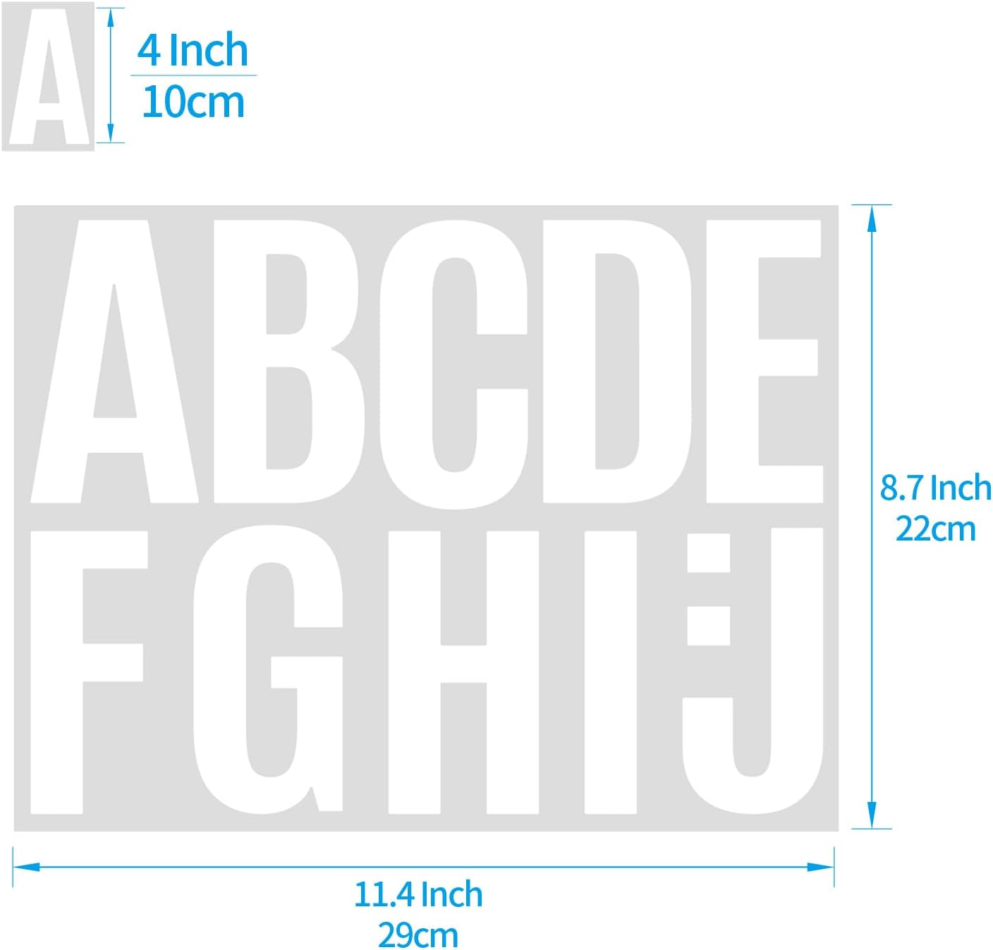 258 Pcs Waterproof 4" Self-Adhesive Vinyl Alphabet & Number Stickers for Mailboxes, Signs, Windows, Doors, Vehicles, Home, Business, and Lockers - White