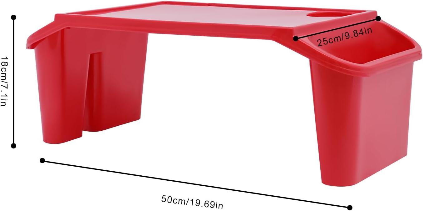 12 Pack Kids Lap Desk Tray with Storage Slots, Portable Lap Desk, Activity Tray, Drawing, Stackable, Writing, Eating, Classroom, 19.69" L x 9.84" W x 7.1" H (Red)
