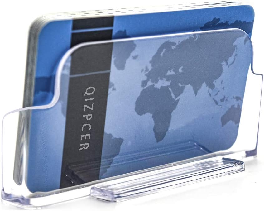 8 Pack Plastic Business Card Holder - Clear Business Card Case for Desk - Office Acrylic Business Card Stand Display