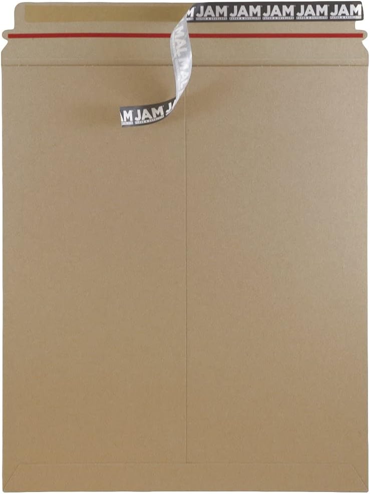 JAM PAPER Stay-Flat Photo Mailer Envelopes with Peel & Seal Closure - 12 3/4 x 15 - Brown Kraft - 6 Rigid Mailers/Pack
