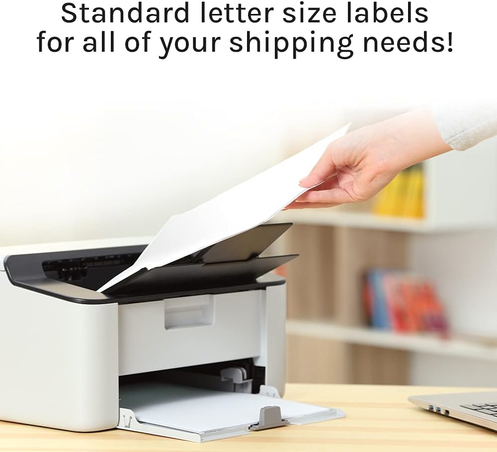 Premium Label Supply White Sticker Full Sheet Shipping Labels – 8.5" x 11" – Laser/Inkjet Compatible – (1 per Sheet), 25 Sheets - Letter Size