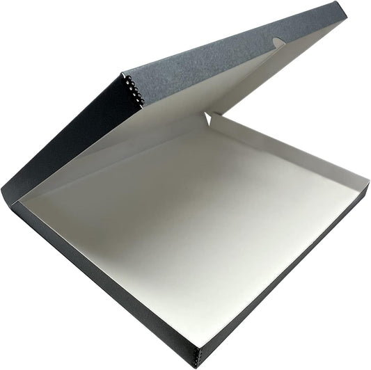 Lineco Folio Storage Box, Clamshell Design with Metal Edge. 23.5x30.5x1.75 in, Archival Boxboard, Organize and Preserve Photos, Prints, Cards, Magazines, Documents, Art, Ephemera, Family Records, Gray