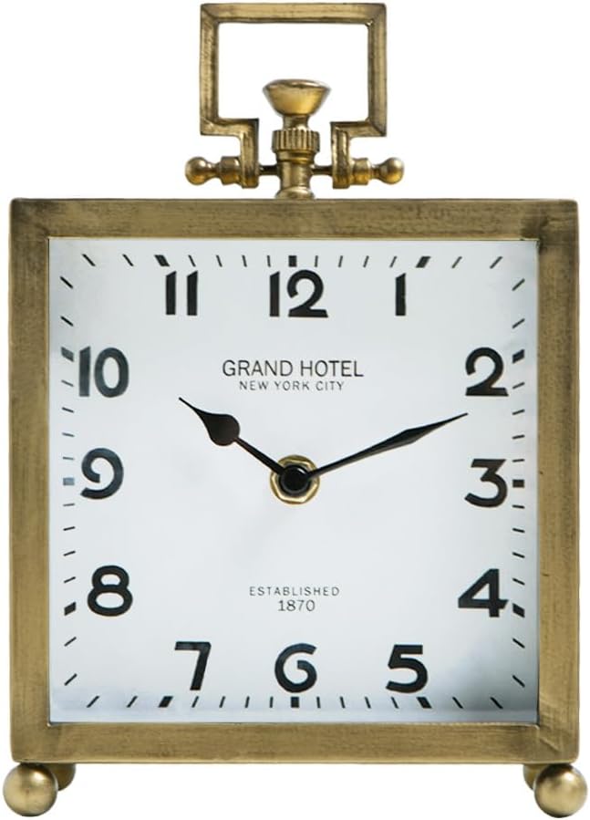 NIKKY HOME Vintage Gold Table Clock, Silent Classic Large Mantel Clock | by NIKKYHOME