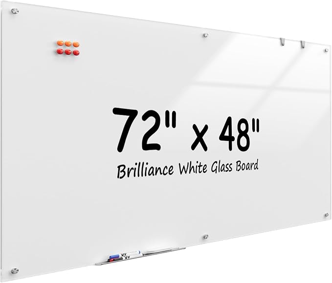 MaxGear Glass Whiteboard Wall Mounted, Frameless Magnetic Dry Erase Board by MaxGear