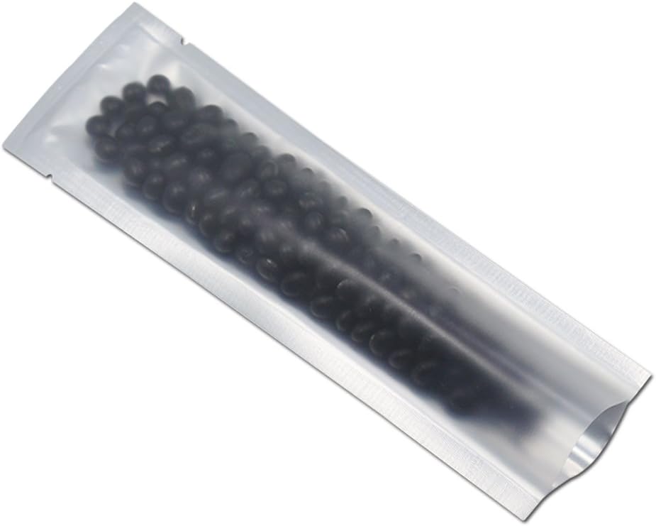 PABCK 500 Pcs 2.1x7.08 inch (Inside Size 1.77x6.69 inch) Clear Front Vacuum Heat Sealable Pure Mylar Foil Bag for Travel Sampling Packaging Food Storage Aluminum Foil Candy Coffee Powder Package