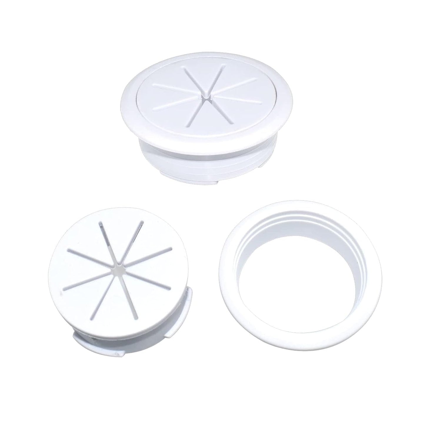 TuTuYa Desk Grommet, 6PCS Flexible 2-3/8 Inch (60mm) Desk Cable Grommet Desk Cable Hole Covers with Hole Saw, Ideal Solution for Office and Home Table Cable (White, 2-3/8Inch_60mm)