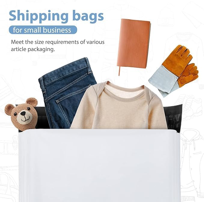 Metronic Poly Mailers 10x13 Inch 500 Pack Shipping Bags for Clothes Bulk,Self Adhesive Shipping Envelopes for Small Business,Waterproof Mailers Poly Bags for Shipping,Packaging Mailing Bags White