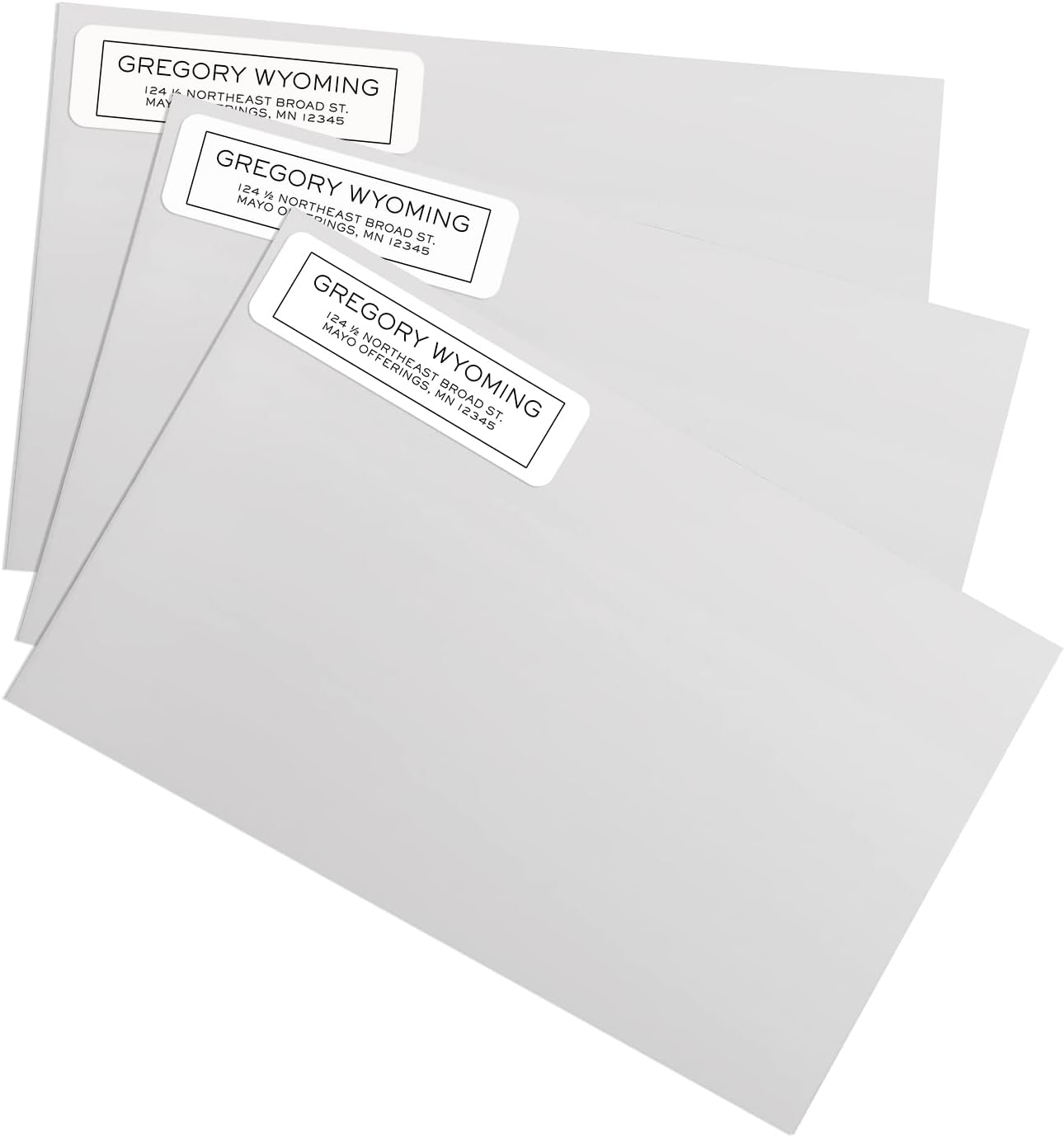 Simple Modern Outline Rolled Address Labels/Roll of 500 Square Box Personalized Address Labels/Designer Return Address Stickers in Elegant Plastic Dispenser