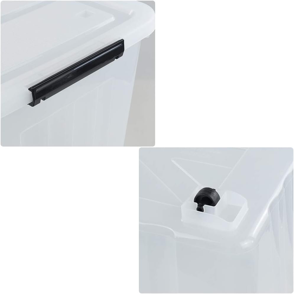 Farmoon 50 Quart Clear Storage Bin, Large Plastic Stackable Box with Lid, 4 Packs