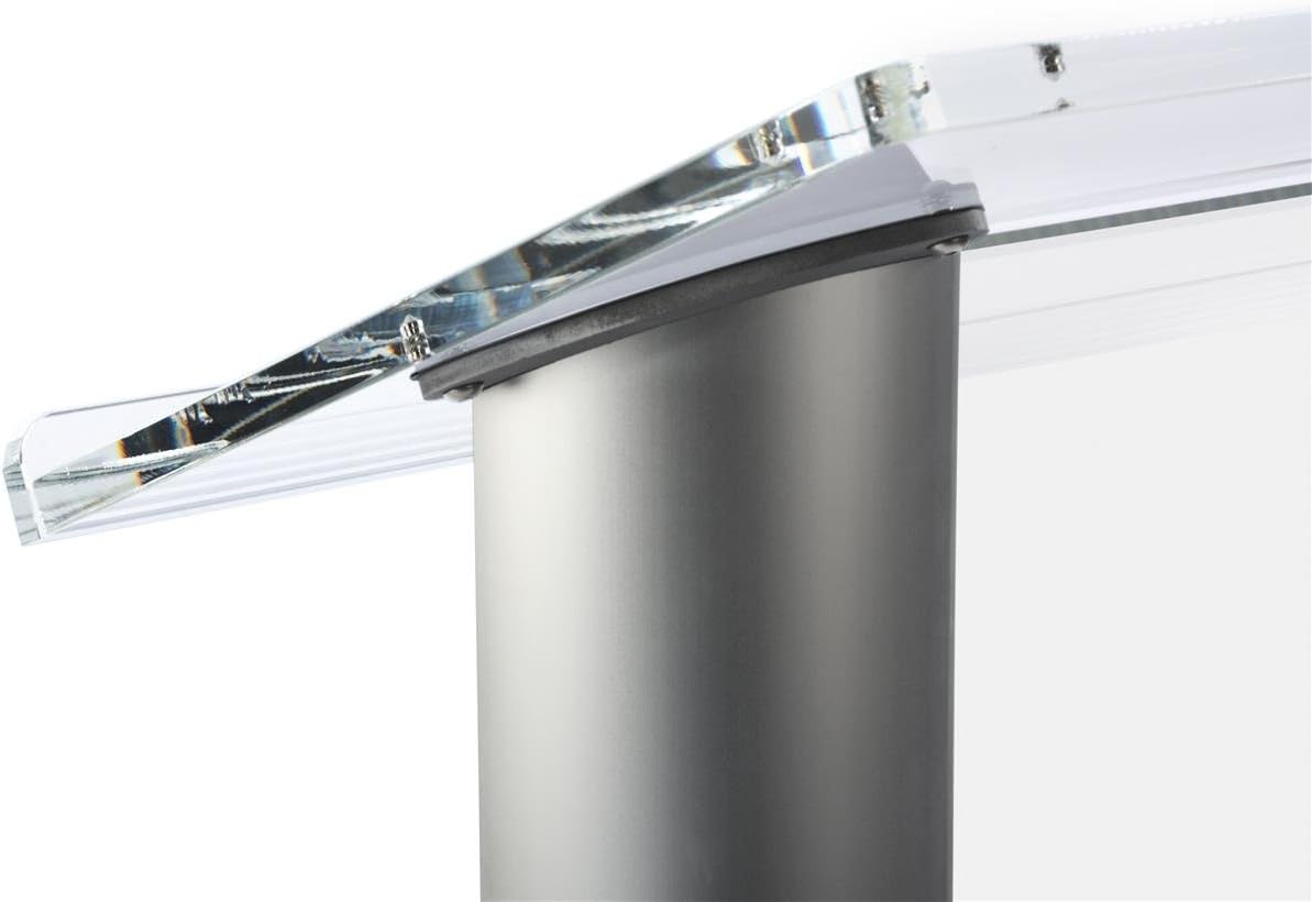 Displays2go Acrylic Podium with Frosted Panel, Modern Church Lectern, Rubber Feet - Clear with Silver (LECTALACF)