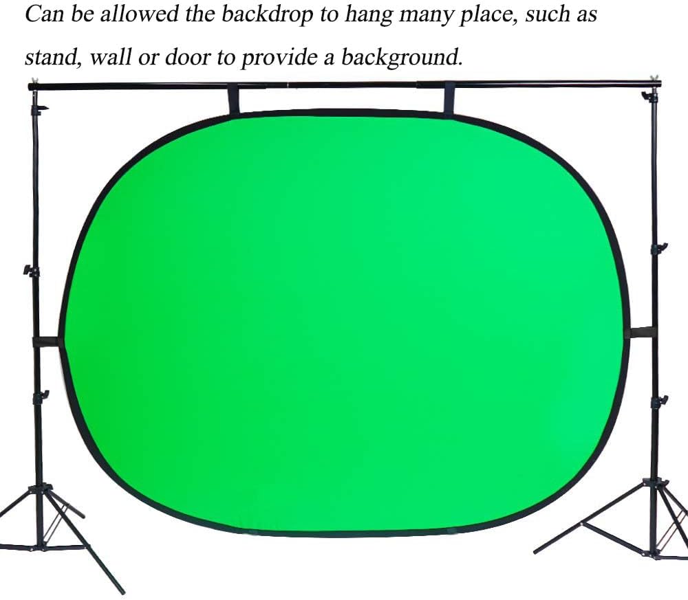 5x6.6ft/1.5×2m Chromakey Backdrop, 2-in-1 Green Screen and Blue Screen, Collapsible Pop Up Reversible Background for Photography Studio, Live Streaming, Video Shooting, YouTube(Green/Blue)