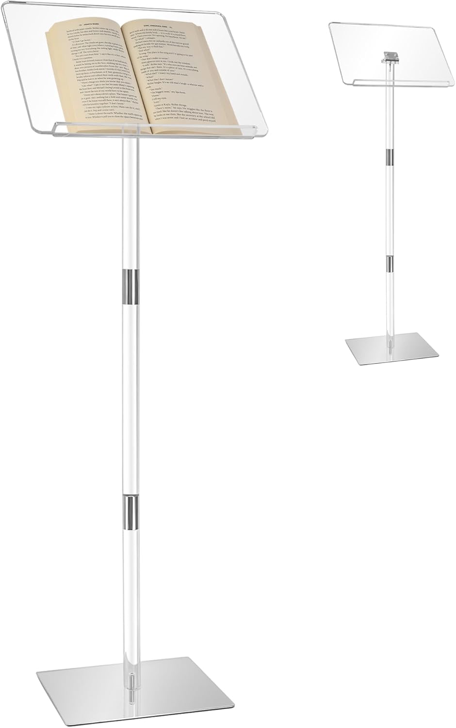 Podium Stand, Lecterns & Podiums, Acrylic Adjustable Angles with Metal Base, Podium for Church, Weddings, Classroom, Speech, 16" L x 12" W x 42.5" H (Clear)