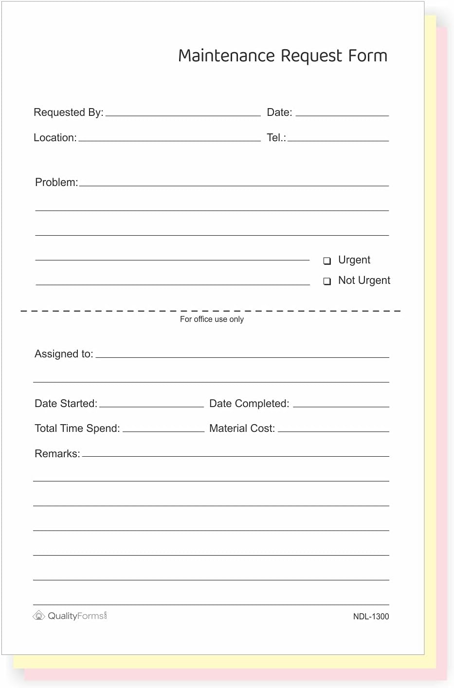 NextDayLabels - 5-1/2" x 8-1/2" NCR Carbonless Maintenance Request Forms (3 Part, 500 Sets)