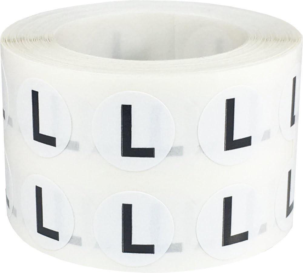 Alphabet Letters L Stickers for Arts and Crafts, Semi-Gloss Paper with Strong Adhesive, Ideal for Inventory Organization, and Filing, 1/2 Inch Round, 1000 Labels per Roll
