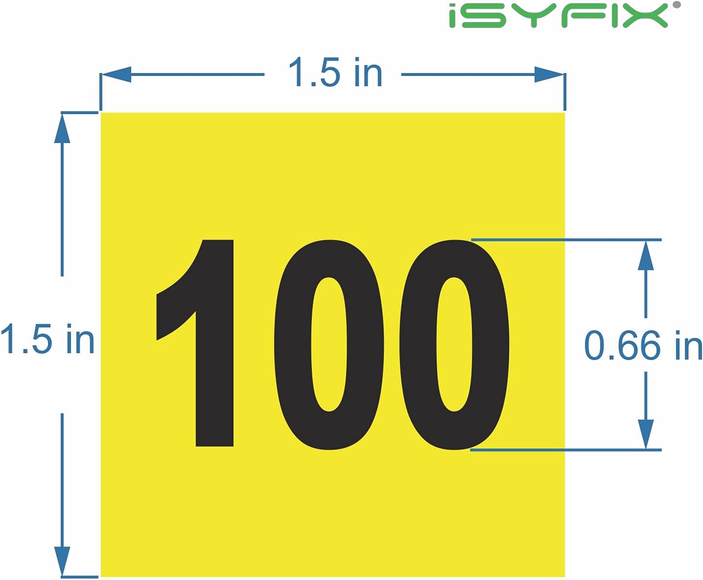 iSYFIX Yellow Consecutive Number Stickers – 1 to 100, 1.5-inch, 1 Set – Vinyl Self Adhesive Premium Decal, Ideal for Inventory, Storage, Organizing, Boxes, Toolbox, Lockers & More, Indoor/Outdoor