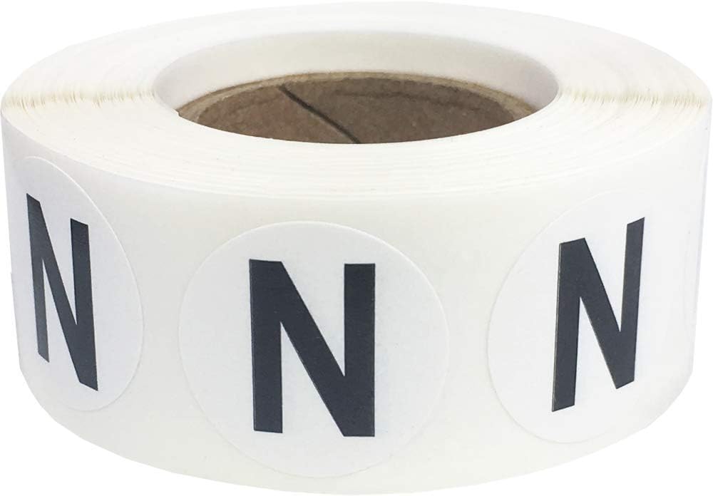 Letter N Inventory Labels .75 Inch Round Circle Dots 500 Adhesive Stickers