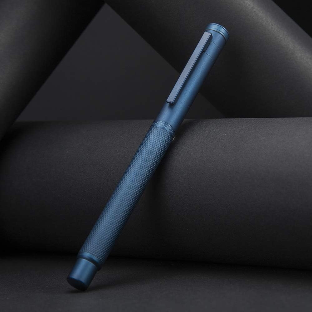 Hongdian 1851 Dark Blue Forest Fountain Pen Medium Nib, Classic Design with Converter and Metal Pen Case