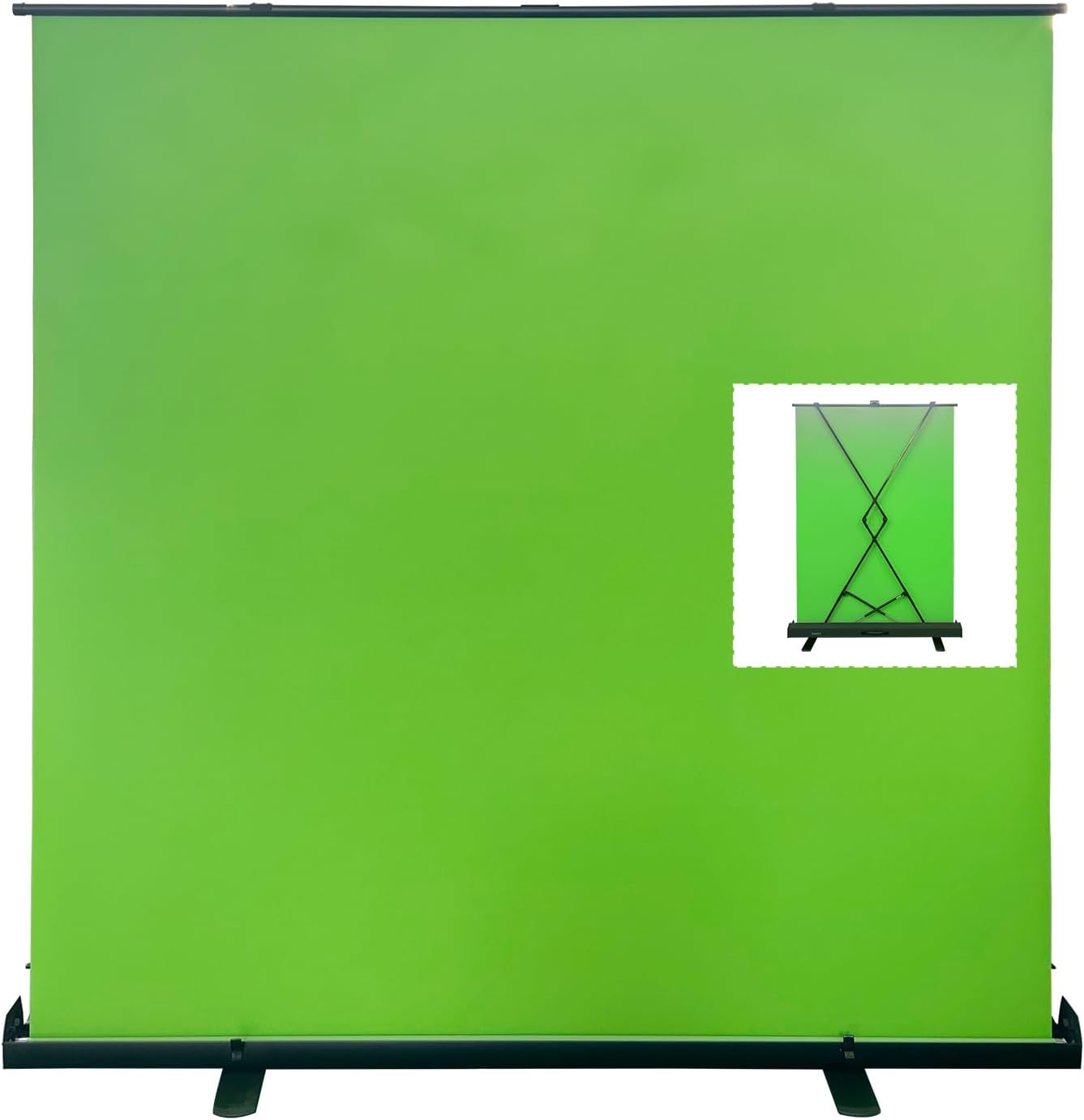 LIHONG Large Green Screen Collapsible Chroma Key Backdrop,Portable Retractable for Video, Live Game,Aluminum Base,Wrinkle Resistant Fabric,Pull-up Style,Auto-Locking Frame (59.8Wx78.7H inch)