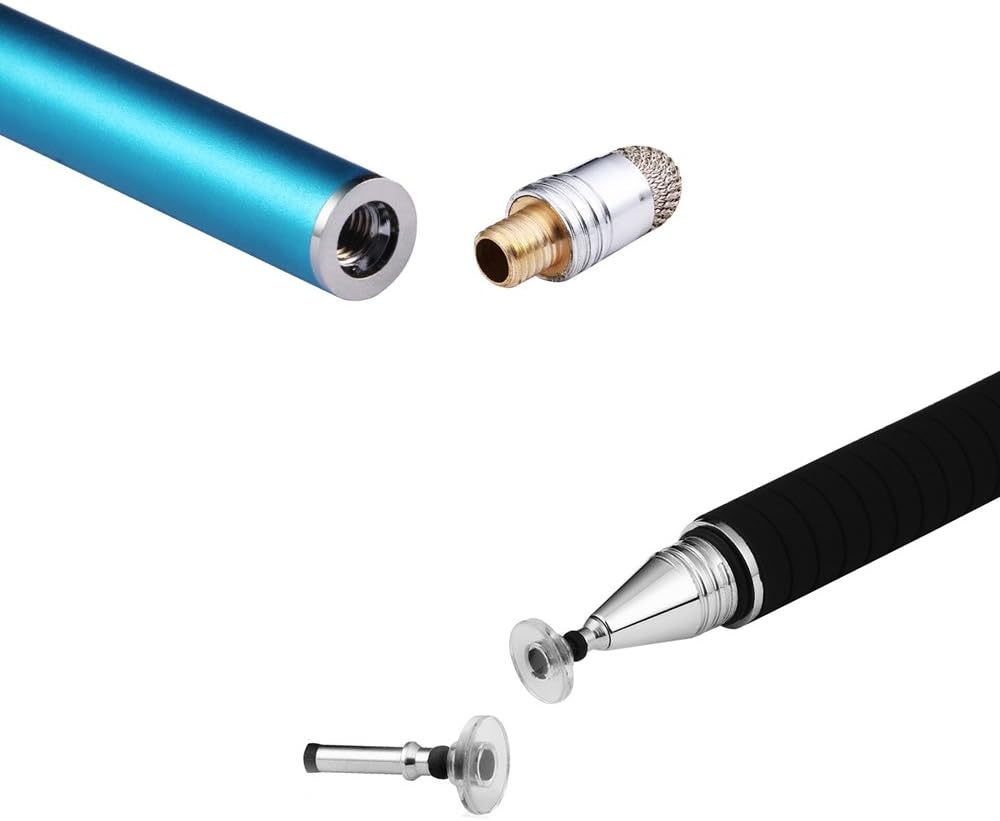 Mixoo 2-in-1 High Precision Stylus (Disc & Fiber Tips 2 in 1 Series), Extra with 3 Replaceable Tips, Compatible with Capacitive Touch Screen Devices (Blue)