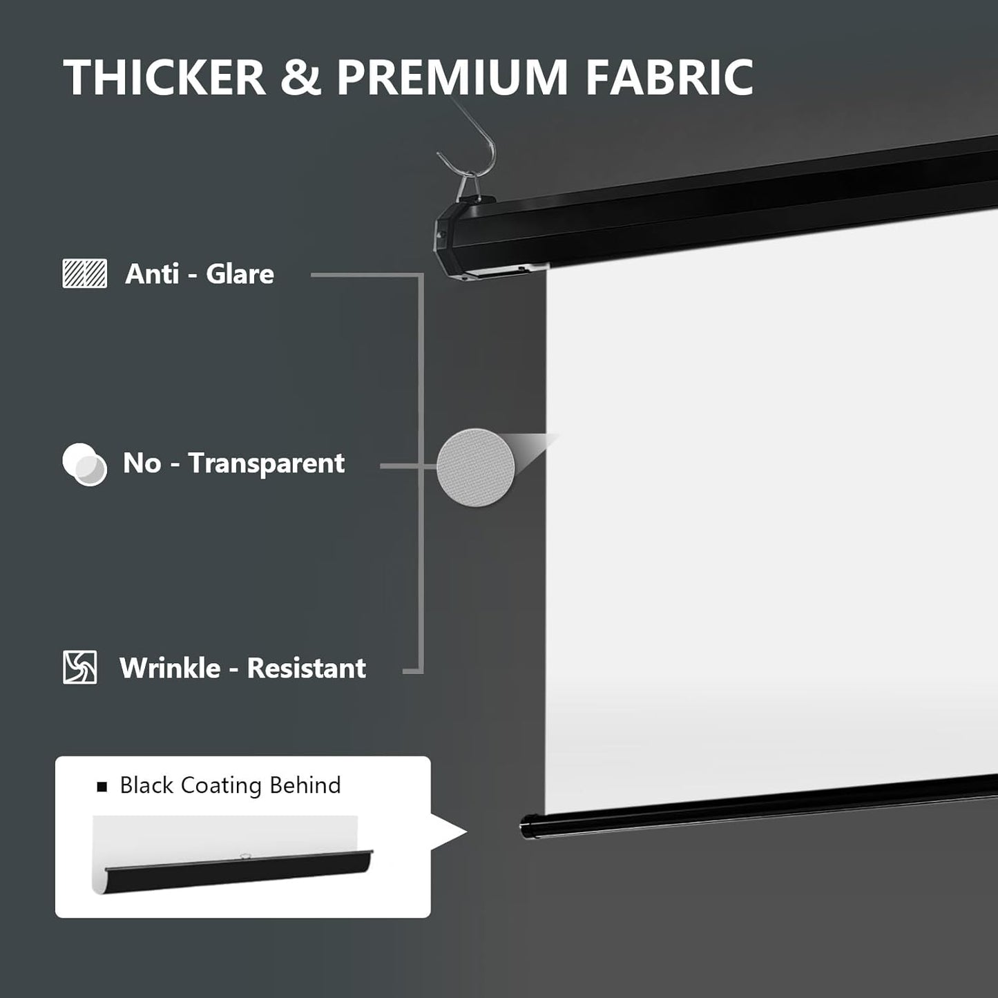 RAUBAY Motorized Pull Down White Screen Backdrop - 59.8" x 86.6" Collapsible Wall-Mount Background for Professional Video Production, Photography Studio, Video Conferencing and YouTube, TikTok Creator