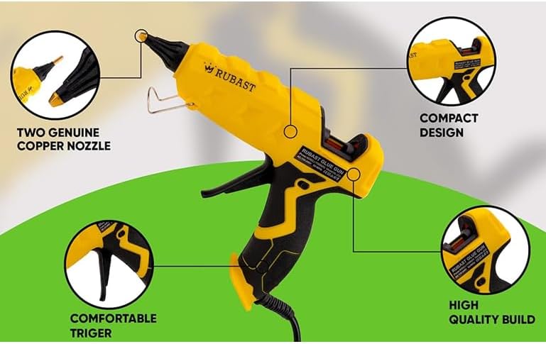 Full Size Heavy Duty Industrial Hot Glue Gun, 60/100w Dual Power & Dual Nozzle, Free 20 Glue Sticks Pack (15×11cm)- High Heating Temp Glue Gun Suitable for DIY Arts,Crafts,Home Repairs-USA Plug