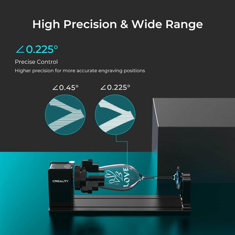Creality Rotary Kit Pro, Laser Rotary Roller 3 in 1 Multi-Function Engraving Accessories for Laser Engraver, Jaw Chuck Rotary for Engraving Wine Glass, Baseball Bat, Ring and Most Cylindrical Objects