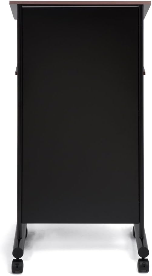 Audio-Visual Direct Wheeled Lectern - Standing Desk with Storage Shelf - Beech/Black - Ideal for Presentations and Laptop Use