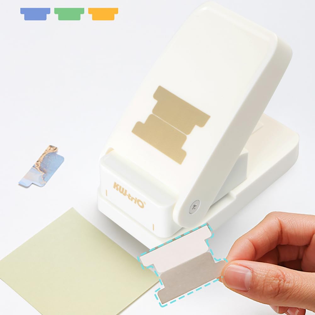 Tab Punch DIY Index Tabs Puncher Tag Punch Paper Punch for Scrapbooking, Journaling Tabs, Bible Tabs, Book Tabs, Planner Inserts and More Projects (White)
