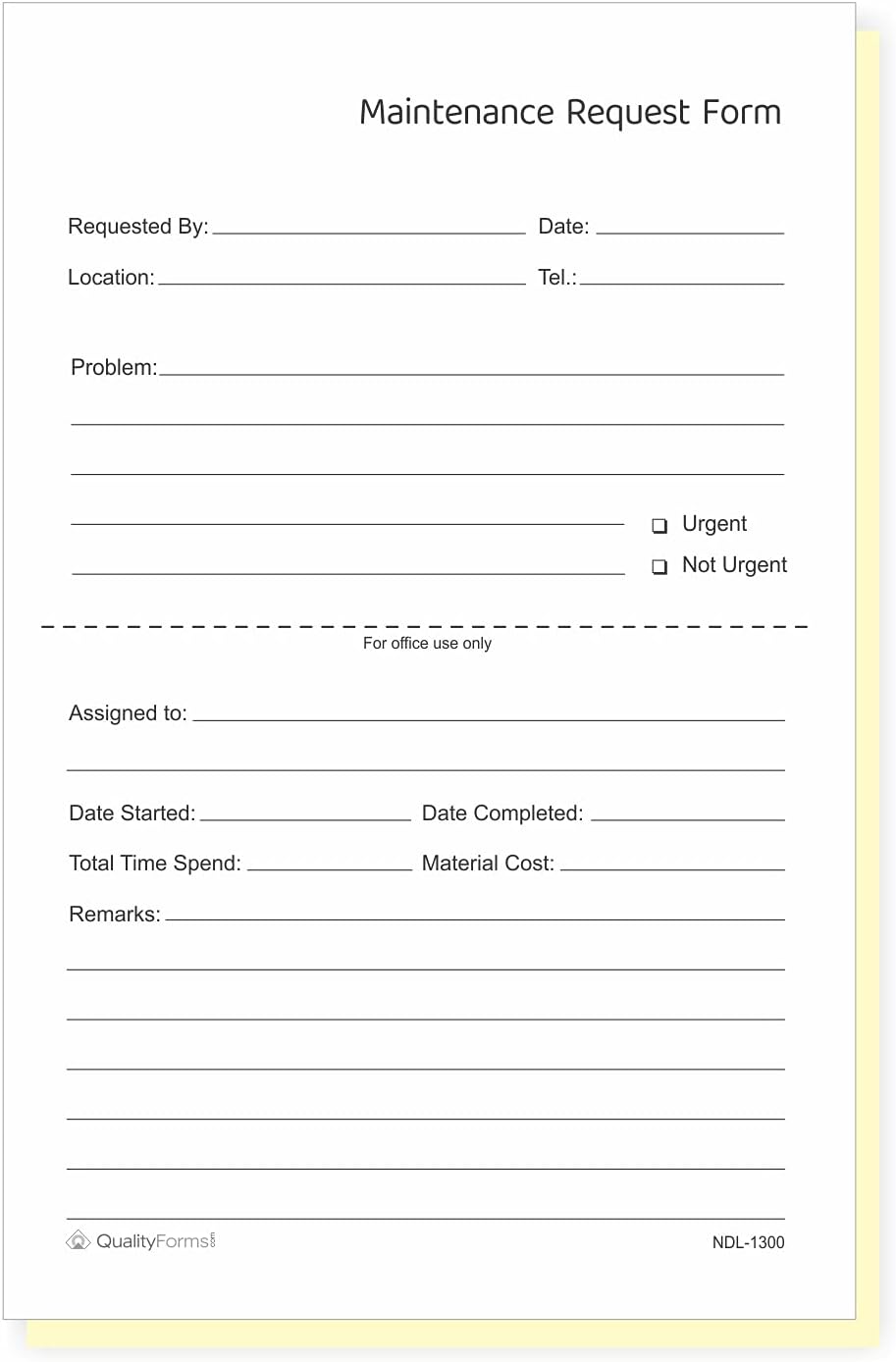 NextDayLabels - 5-1/2" x 8-1/2" NCR Carbonless Maintenance Request Forms (2 Part, 500 Sets)