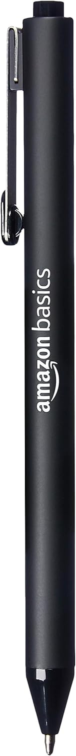 Amazon Basics Black Ballpoint Pens for Smooth Writing, Retractable, 12-Pack