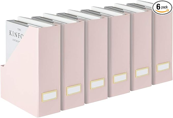 BLU MONACO | Cardboard Magazine File Holder Set of 6 Pink | Vertical Magazine by Blu_Monaco