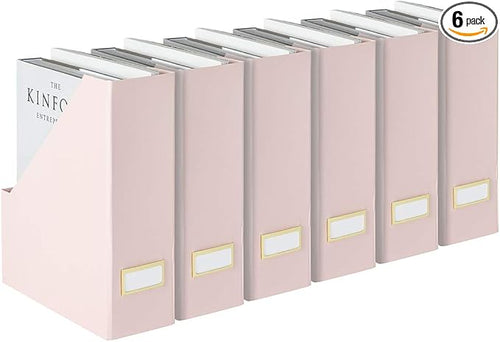 BLU MONACO | Cardboard Magazine File Holder Set of 6 Pink | Vertical Magazine by Blu_Monaco